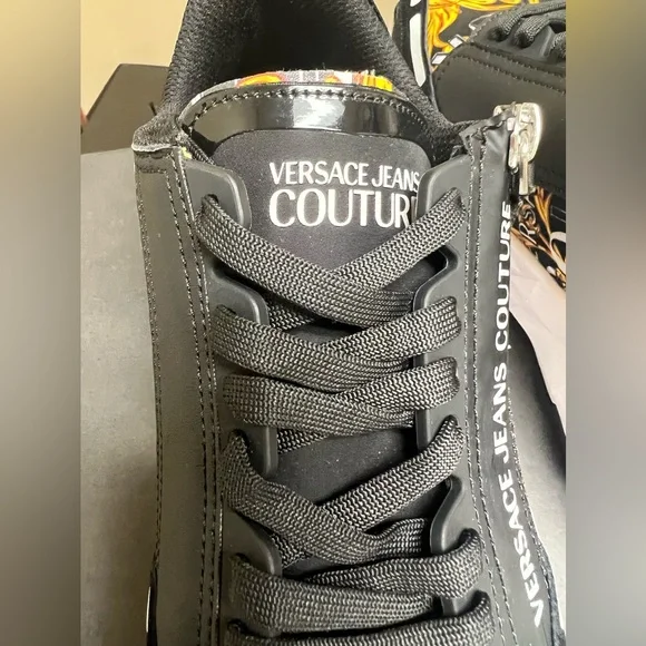 Versace Jeans Couture- Mens Atom Baroque logo zip sneakers